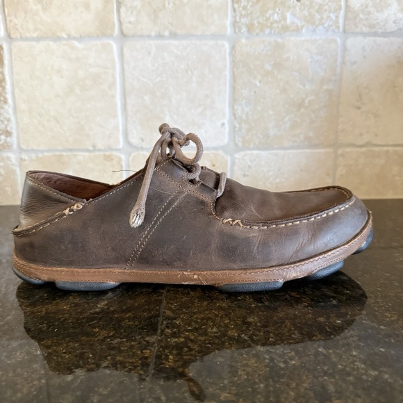 Olukai Ohana Lace Up Men Olukai Ohana Lace-Up Shoes Mens Size 10.5 Brown Leather‎ Nubuck Casual Comfort